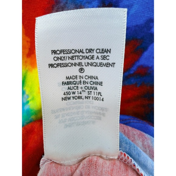 Alice + Olivia Delaina Cropped Top Rainbow Tie Dye Long Sleeve L Festival Rave - Picture 7 of 8